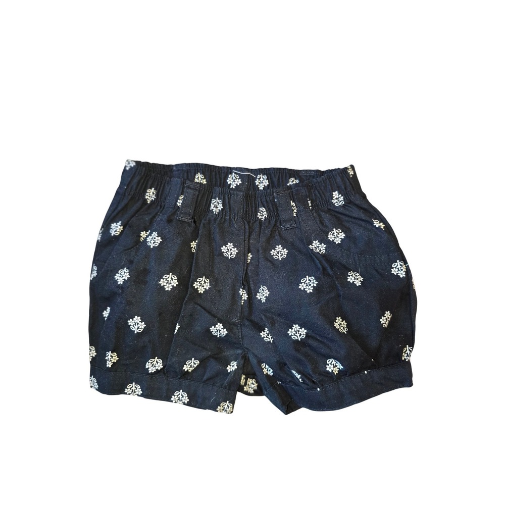 Carters Baby Girl black bandana like Floral Print Shorts 9 Months Summer Cotton